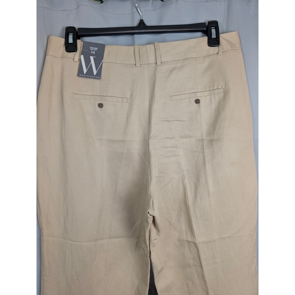 Worthington Trouser Pants‎ Womens SZ 14 Beige NEW High-Rise Wide Leg Workwear - Picture 4 of 9